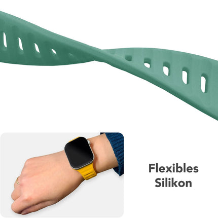 NALIA Motion Armband für Apple Watch Ultra/SE/10/9/8/7/6/5/4/3/2/1, Gehäusegröße 42/44/45/46/49mm, Soft Silikon Ersatz Sportarmband mit Steck-Pin Verschluss