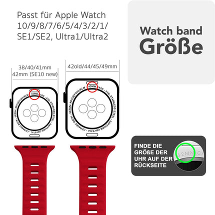 NALIA Motion Armband für Apple Watch Ultra/SE/10/9/8/7/6/5/4/3/2/1, Gehäusegröße 42/44/45/46/49mm, Soft Silikon Ersatz Sportarmband mit Steck-Pin Verschluss
