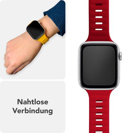 NALIA Motion Armband für Apple Watch Ultra/SE/10/9/8/7/6/5/4/3/2/1, Gehäusegröße 42/44/45/46/49mm, Soft Silikon Ersatz Sportarmband mit Steck-Pin Verschluss