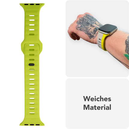 NALIA Motion Armband für Apple Watch Ultra/SE/10/9/8/7/6/5/4/3/2/1, Gehäusegröße 42/44/45/46/49mm, Soft Silikon Ersatz Sportarmband mit Steck-Pin Verschluss