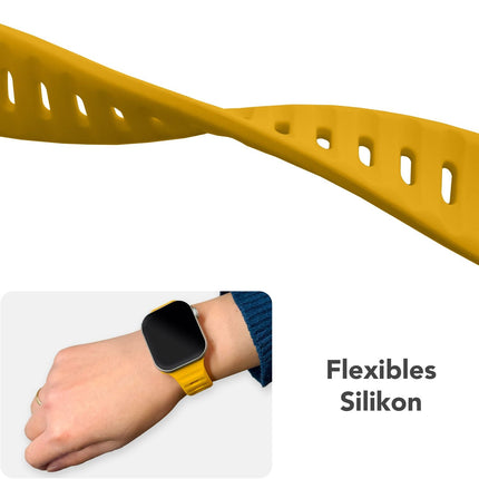 NALIA Motion Armband für Apple Watch Ultra/SE/10/9/8/7/6/5/4/3/2/1, Gehäusegröße 42/44/45/46/49mm, Soft Silikon Ersatz Sportarmband mit Steck-Pin Verschluss