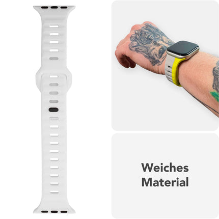 NALIA Motion Armband für Apple Watch Ultra/SE/10/9/8/7/6/5/4/3/2/1, Gehäusegröße 42/44/45/46/49mm, Soft Silikon Ersatz Sportarmband mit Steck-Pin Verschluss