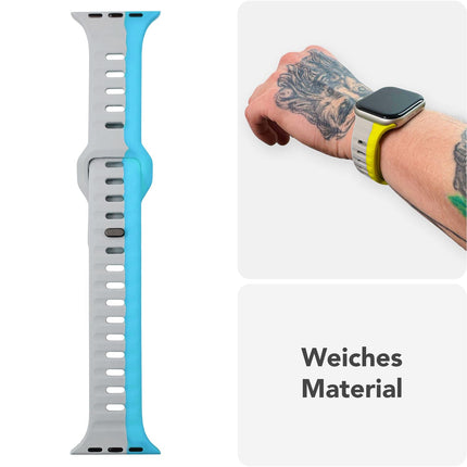 NALIA Motion Armband für Apple Watch Ultra/SE/10/9/8/7/6/5/4/3/2/1, Gehäusegröße 42/44/45/46/49mm, Soft Silikon Ersatz Sportarmband mit Steck-Pin Verschluss