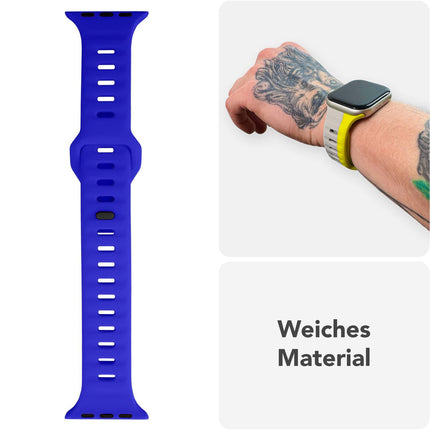 NALIA Motion Armband für Apple Watch Ultra/SE/10/9/8/7/6/5/4/3/2/1, Gehäusegröße 42/44/45/46/49mm, Soft Silikon Ersatz Sportarmband mit Steck-Pin Verschluss