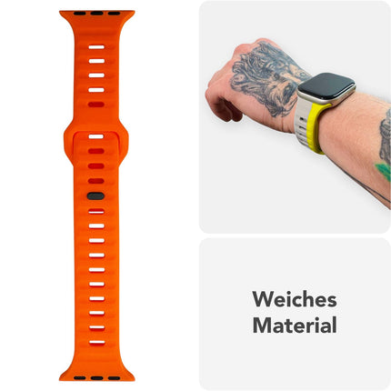 NALIA Motion Armband für Apple Watch Ultra/SE/10/9/8/7/6/5/4/3/2/1, Gehäusegröße 42/44/45/46/49mm, Soft Silikon Ersatz Sportarmband mit Steck-Pin Verschluss