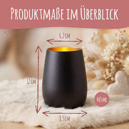 SEO. Deko Windlicht aus Glas mit Gravur - Scheiß auf Valentinstag - Schwarz - Gold Linkreich