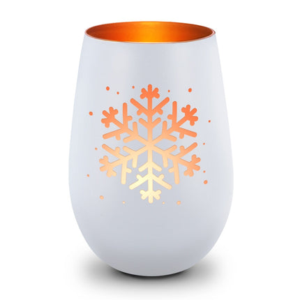 SEO. Deko Windlicht aus Glas mit Gravur - Schneeflocke - Weihnachtsdeko zum Verschenken - Schwarz - Bronze Linkreich