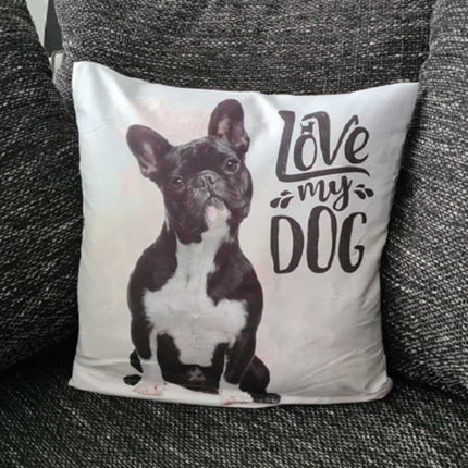 SEO. Dekorativer Tier Kissenbezug: Hund / Mops - 40cm x 40cm - Linkreich