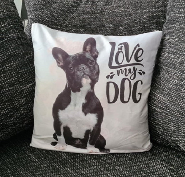 SEO. Dekorativer Tier Kissenbezug: Hund / Mops - 40cm x 40cm - Linkreich