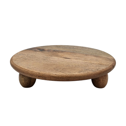 Dekoteller rund auf Füßen Kerzentablett Mangoholz 29 cm Holztablett Blumenhocker Dekorativ (Dekoteller) kaufen bei Linkreich – Jetzt entdecken!