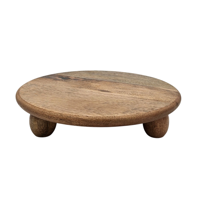 Dekoteller rund auf Füßen Kerzentablett Mangoholz 29 cm Holztablett Blumenhocker Dekorativ (Dekoteller) kaufen bei Linkreich – Jetzt entdecken!