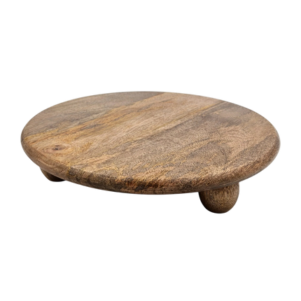 Dekoteller rund auf Füßen Kerzentablett Mangoholz 29 cm Holztablett Blumenhocker Dekorativ (Dekoteller) kaufen bei Linkreich – Jetzt entdecken!