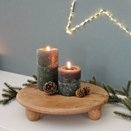 Dekoteller rund auf Füßen Kerzentablett Mangoholz 29 cm Holztablett Blumenhocker Dekorativ (Dekoteller) kaufen bei Linkreich – Jetzt entdecken!