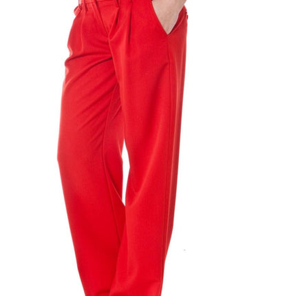 SEO. DENNY ROSE Rote Hose Damen – Rohrbein mit Knopfleiste für Frühjahr/Sommer - Rot Linkreich