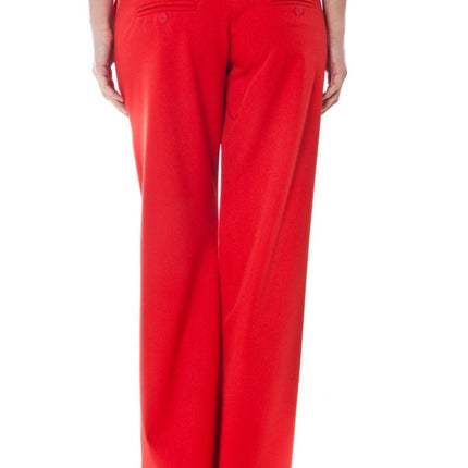 SEO. DENNY ROSE Rote Hose Damen – Rohrbein mit Knopfleiste für Frühjahr/Sommer - Rot Linkreich