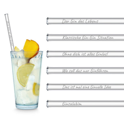 SEO. Der Gin des Lebens Edition gravierte mit 6 lustigen Gin Tonic Sprüchen - 23 cm Linkreich