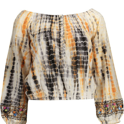 SEO. DESIGUAL Damen-Langarm-T-Shirt Beige – Kontrastdetails & Logo | soulluna.de - Beige Linkreich