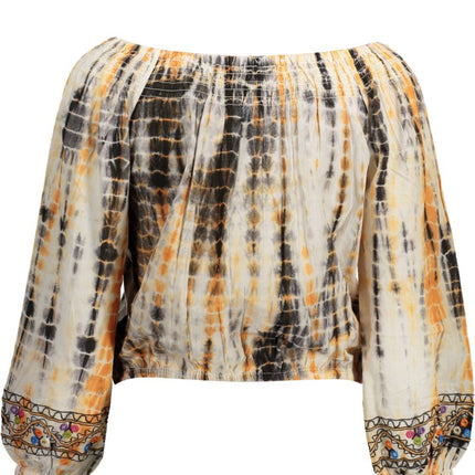 SEO. DESIGUAL Damen-Langarm-T-Shirt Beige – Kontrastdetails & Logo | soulluna.de - Beige Linkreich