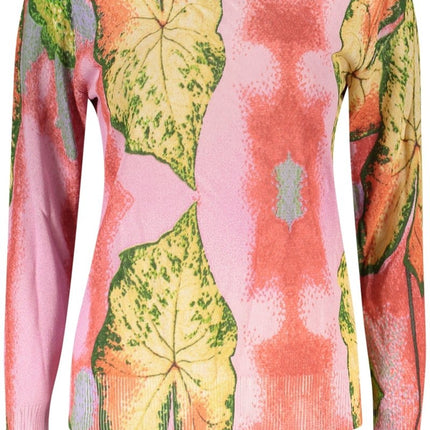 SEO. DESIGUAL Damen-Puff in Rosa – Langärmliges T-Shirt mit Blattmuster für Frühjahr/Sommer - Rosa Linkreich