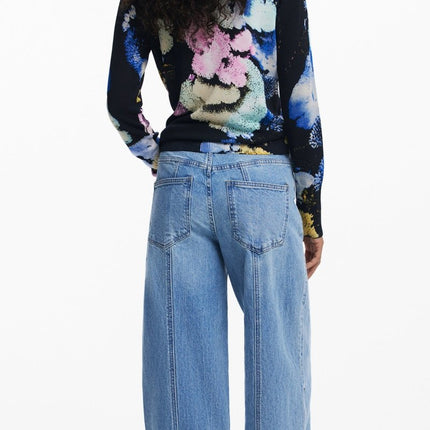 SEO. DESIGUAL Damen Pullover schwarz – Langärmliges gemustertes Hemd für Herbst/Winter - Schwarz Linkreich