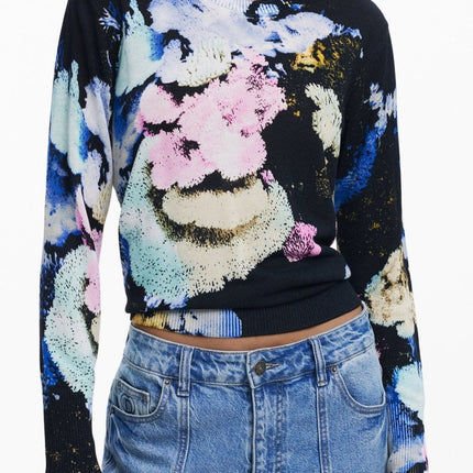 SEO. DESIGUAL Damen Pullover schwarz – Langärmliges gemustertes Hemd für Herbst/Winter - Schwarz Linkreich