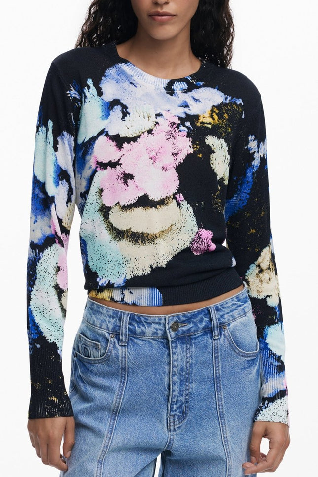 SEO. DESIGUAL Damen Pullover schwarz – Langärmliges gemustertes Hemd für Herbst/Winter - Schwarz Linkreich