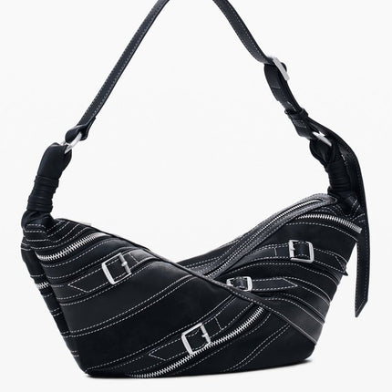 SEO. DESIGUAL Damen Tasche schwarz – Verstellbare Schultertasche mit Fibonacci - Muster - Schwarz Linkreich