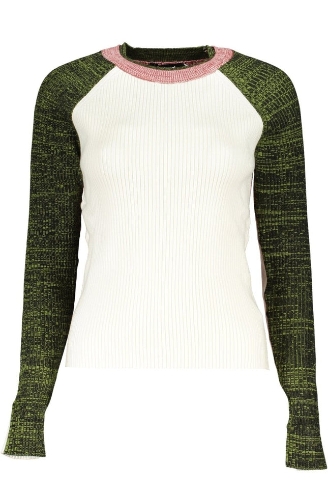 SEO. DESIGUAL Damenpullover weiß – Langärmliger Rundhals-Pullover für Herbst/Winter - Weiß Linkreich