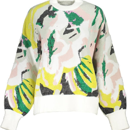 SEO. DESIGUAL Damenpullover Weiß – Langärmliger Winterpullover mit Kontrastdetails - Weiß Linkreich