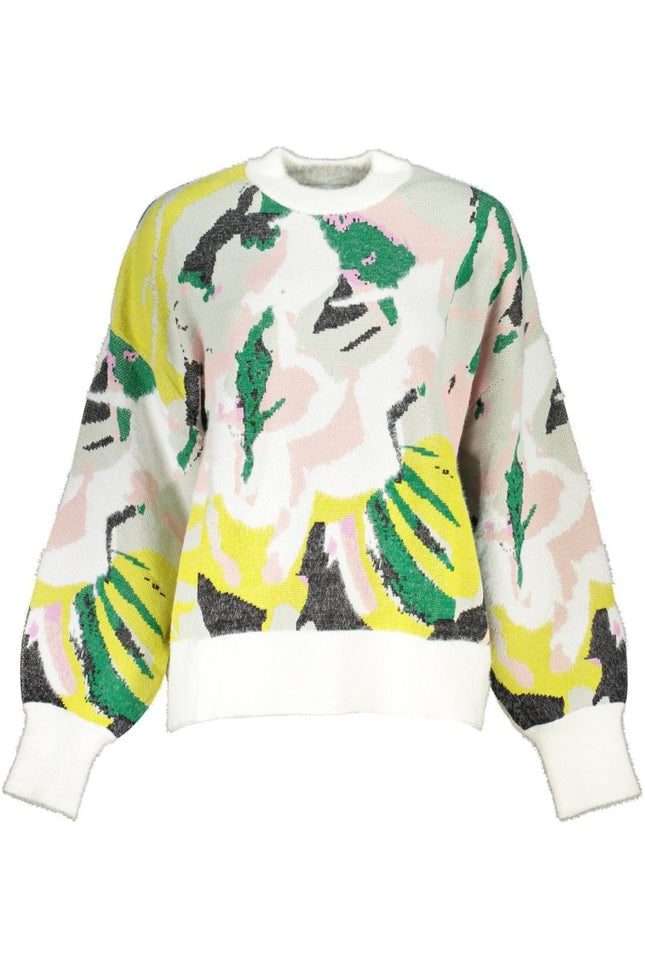 SEO. DESIGUAL Damenpullover Weiß – Langärmliger Winterpullover mit Kontrastdetails - Weiß Linkreich