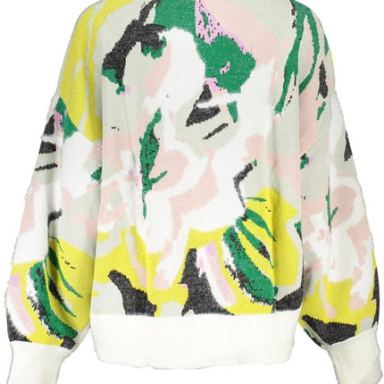SEO. DESIGUAL Damenpullover Weiß – Langärmliger Winterpullover mit Kontrastdetails - Weiß Linkreich