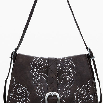 SEO. DESIGUAL Damentasche Braun – Verstellbare Schultertasche mit Nieten - Details für Damen - Braun Linkreich