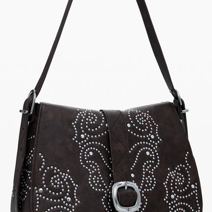 SEO. DESIGUAL Damentasche Braun – Verstellbare Schultertasche mit Nieten - Details für Damen - Braun Linkreich