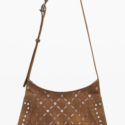 SEO. DESIGUAL Damentasche Braun – Verstellbare Schultertasche mit Nieten - Details für Damen - Braun Linkreich