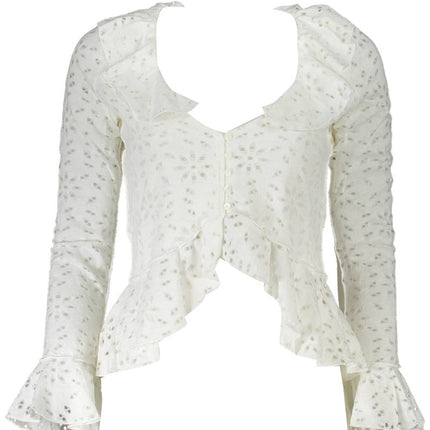SEO. DESIGUAL Hemd Langarm Damen Weiß – V - Ausschnitt mit Kontrastdetails | soulluna.de - Weiß Linkreich