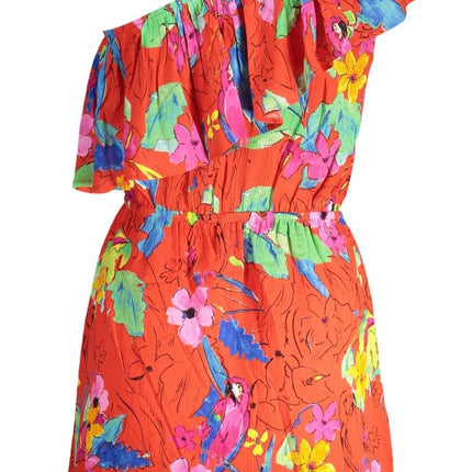 SEO. DESIGUAL Kurzes Kleid Damen – Rotes Ein - Schulter - Kleid mit elastischer Taille - Rot Linkreich