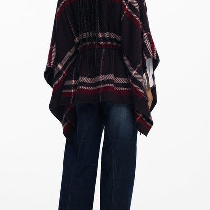 SEO. DESIGUAL Poncho Damen Schwarz – Aldama-Karos Design mit Reißverschluss | soulluna.de - Schwarz Linkreich
