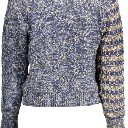 SEO. DESIGUAL Pullover Damen – Blauer Langarm-Pullover mit Kontrastdetails für Herbst/Winter - Blau Linkreich