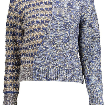 SEO. DESIGUAL Pullover Damen – Blauer Langarm-Pullover mit Kontrastdetails für Herbst/Winter - Blau Linkreich