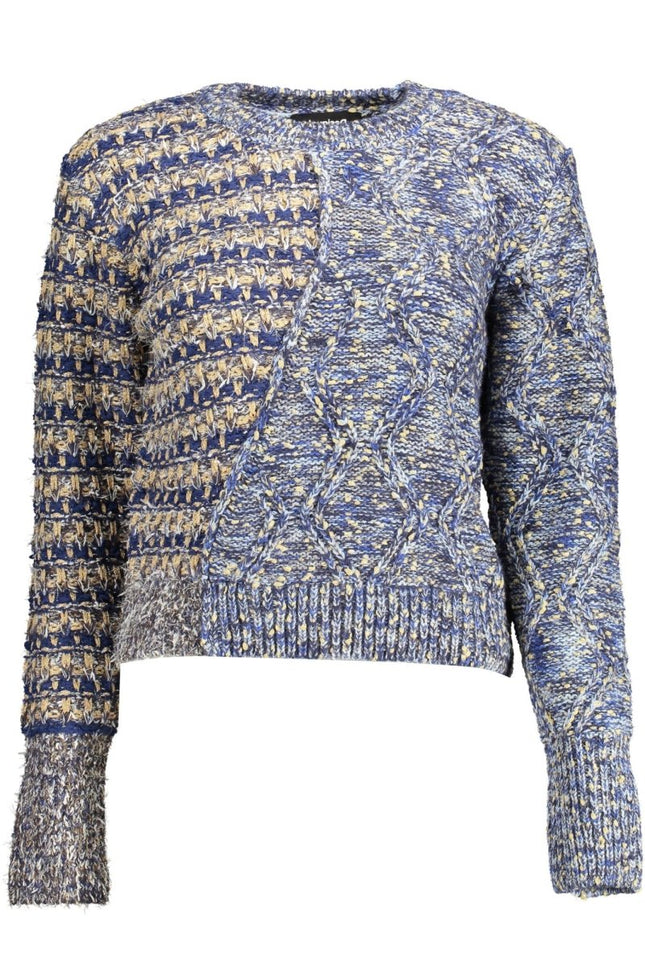 SEO. DESIGUAL Pullover Damen – Blauer Langarm-Pullover mit Kontrastdetails für Herbst/Winter - Blau Linkreich