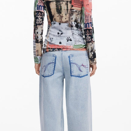 SEO. DESIGUAL Pullover Damen – Rosa gemustertes Langarmshirt mit Rollkragen | soulluna.de - Rosa Linkreich