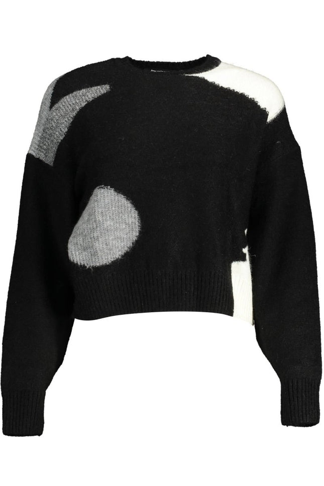 SEO. DESIGUAL Pullover Damen Schwarz – Langarmshirt mit Kontrastdetails für Herbst/Winter - Schwarz Linkreich
