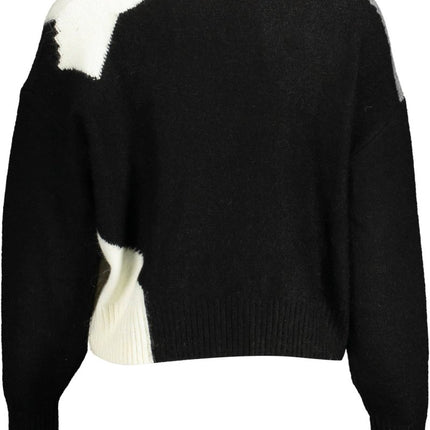SEO. DESIGUAL Pullover Damen Schwarz – Langarmshirt mit Kontrastdetails für Herbst/Winter - Schwarz Linkreich