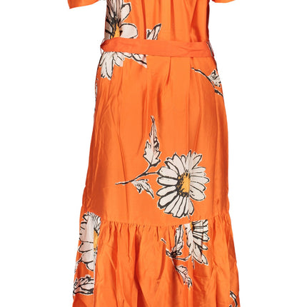 DESIGUAL Damen Kleid Orange – Langes Sommerkleid mit abnehmbarem Hüftgürtel
