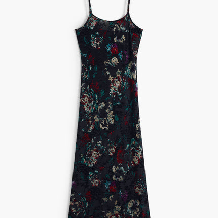 Desigual langes Damenkleid schwarz – Gemustertes Abendkleid mit Unterhose