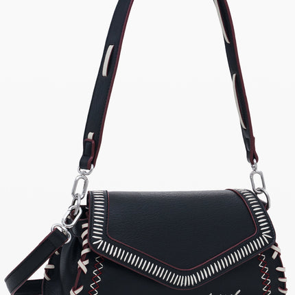 DESIGUAL Damen Tasche schwarz – Abnehmbarer Schultergurt & Manhattan Pespuntes Zarauz