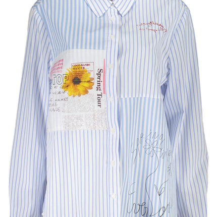 DESIGUAL Langarmshirt Damen Blau – Italienischer Kragen aus Viskose | soulluna.de