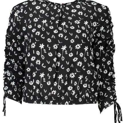 DESIGUAL Langarmshirt Damen Schwarz – Viskose Bluse mit Schnürdetails | soulluna.de