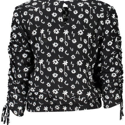DESIGUAL Langarmshirt Damen Schwarz – Viskose Bluse mit Schnürdetails | soulluna.de
