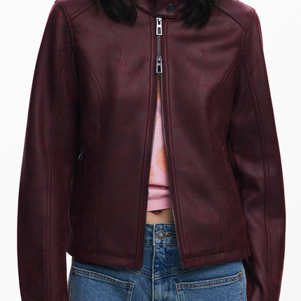 DESIGUAL Damen Jacke rot – Langarmjacke für Herbst/Winter mit Reißverschluss